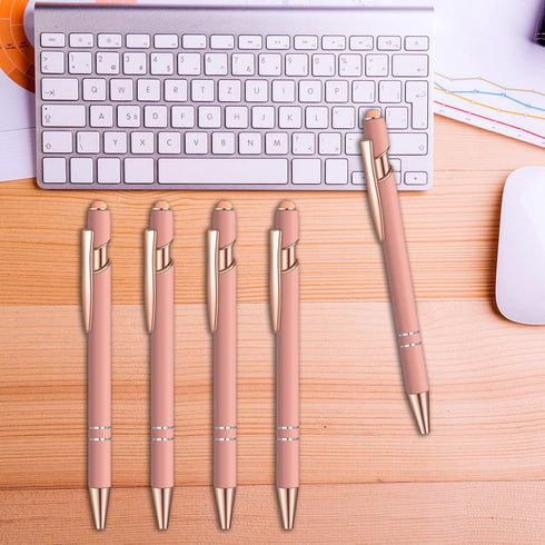6 Pcs Blue Ink Ballpoint Pen with Stylus Tip 2 in 1 Ballpoint Pen Metal Pens Stylus Pen for Touch Screens School Office Coworkers (Rose)......