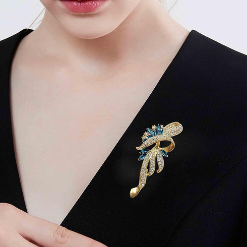 Ribbon Knot Brooches for Women - 2Pcs Premium Crystals Rhinestones Brooches with Silver Tone - Great for Wife,Sisters,Friends,Daily Wear or Dating...