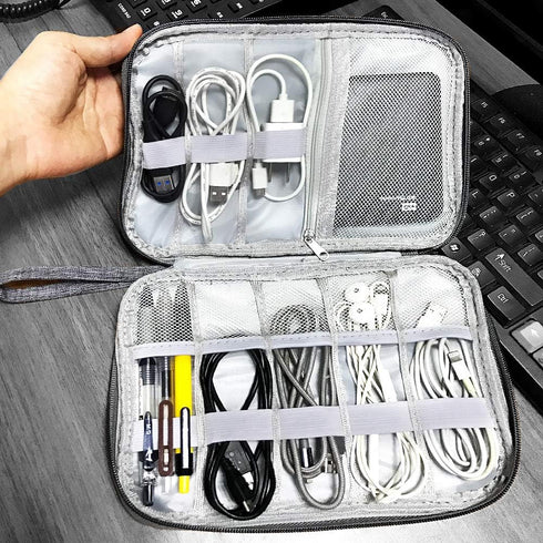 HCFGS Electronics Organizer Travel Case,Cord Organizer Travel,Cable Case,Waterproof Electronics Organizer for Hard Drives,USB Cables,Flash Drive,P...