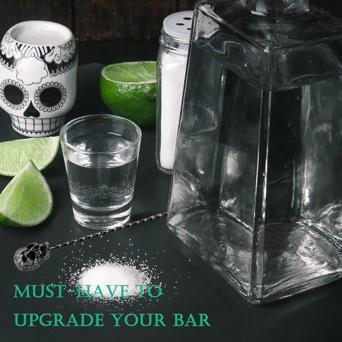 Homestia 12" bar spoon cocktail mixing spoon,304 stainless steel material,Halloween,Alloy Gothic Skull beverage mixer long handle spoon, beverage ...