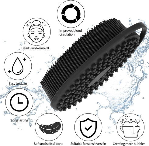 Silicone Body Scrubber, Shower Brush, Gentle Exfoliating Body Scrubber, Soft Silicone Loofah, Rich Lather, Long Lasting, Suitable for Sensitive Sk...