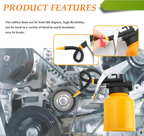 Oil Can with 3.6" Straight & 5.28" Flexible Spout,Oil Can Pump Oiler for Car Lubrication Need,Universal Engine Oiler Can Car Accessories for Most ...
