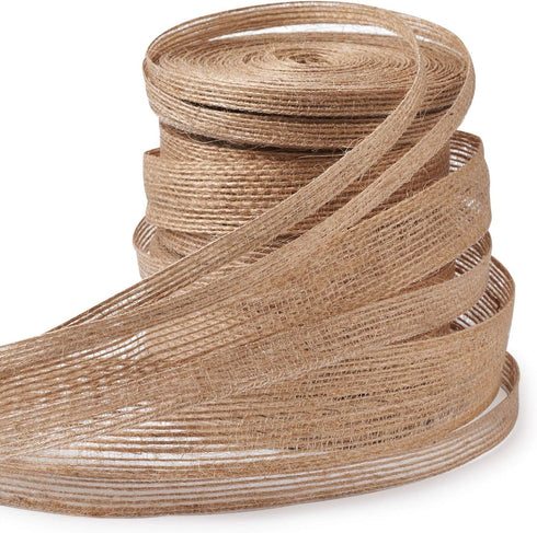 Pandahall 6 Rolls Natural Burlap Fabric Ribbon 10m/roll Jute Linen Ribbon Rolls 3/8, 1-1/4, 7/8 inch for Party Decoration DIY Crafts Making (Tan)...
