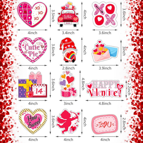 12 Pieces Valentine‘s Day Refrigerator Magnets Holidays Magnetic Stickers Love Heart Refrigerator Decorative Magnets Cupid Red Lips Locker Dishwas...