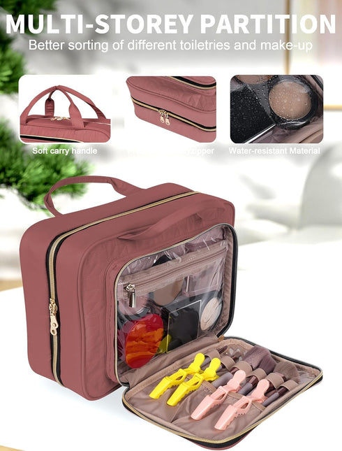 Travel Toiletry Bag for Women Large Capacity with Hook - Portable Cosmetic Case,Hanging Makeup Bag for Full Sized Toiletries?Travel Essentials for...
