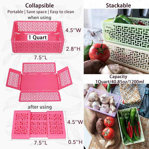 2PCS Small Collapsible Plastic Crates with Lid for Crafts,1Qt(7.5''x4.5''x2.8'') Foldable Mini Storage Organzier Box for Snack,Fruits,Small Items...