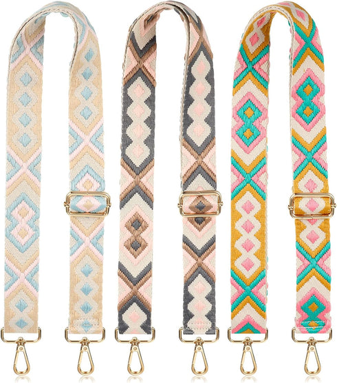 3 Pcs Purse Straps for Handbags Replacement Wide Shoulder Strap Adjustable Strap for Crossbody Bag Canvas Bag Women (Rhombus)...
