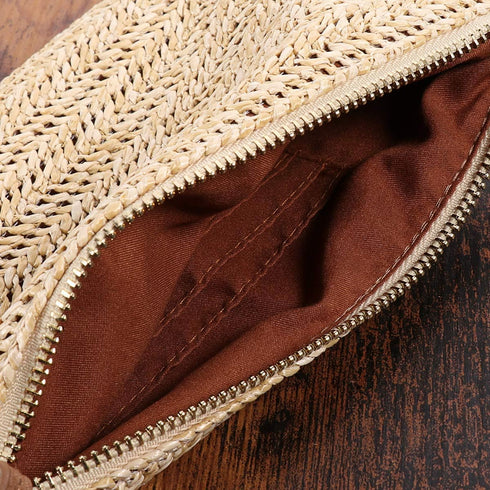 FENICAL Straw Clutch Bag Bohemian Zipper Wristlet Summer Beach Handbag for Women Girls...