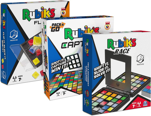 Rubik's Pack & Go, 3 Game Bundle Race Flip Capture 2-Player Sequence Board Games 3D Puzzle Travel Game Gift Set, for Adults & Kids Ages 7+ Amazon ...