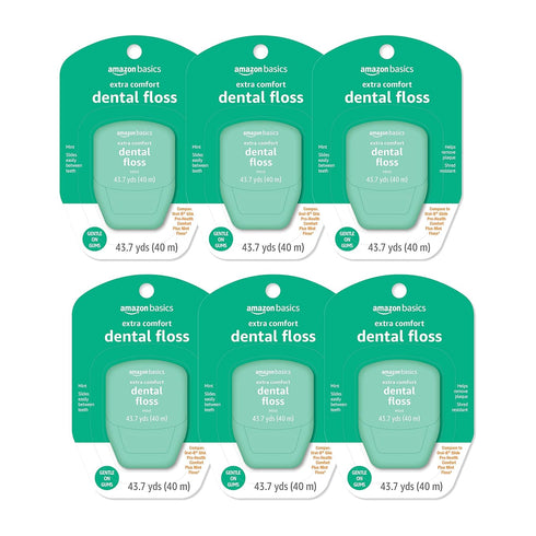 Amazon Basics Extra Comfort Mint Dental Floss, 40 m (Pack of 6)...