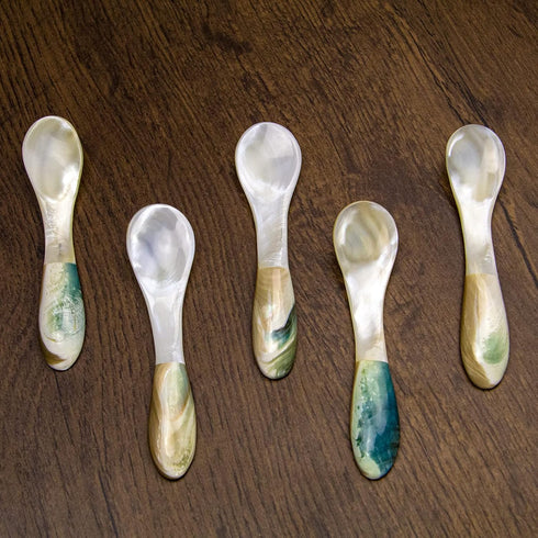 DUEBEL Mother of Pearl Caviar Spoons, 4' Luxury Handmade Spoons for Caviar/Shrimp/Egg/Icecream Serving (5pcs)...
