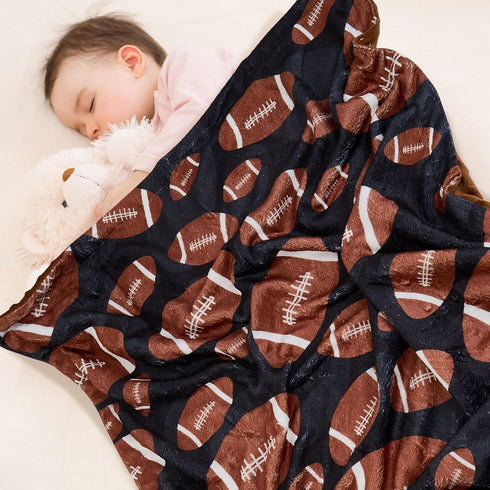 Football Baby Blanket for Boys Girls Soft Fleece Minky Blanket with Dotted Backing Double Layer Newborn Toddler Blankie for Nursery Stroller Crib ...