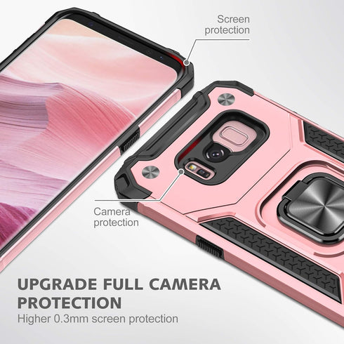 YmhxcY Galaxy S8 Case, Samsung S8 Case with HD Screen Protector, Armor Grade Case with Rotating Holder Kickstand Non-Slip Hybrid Rugged Phone Case...