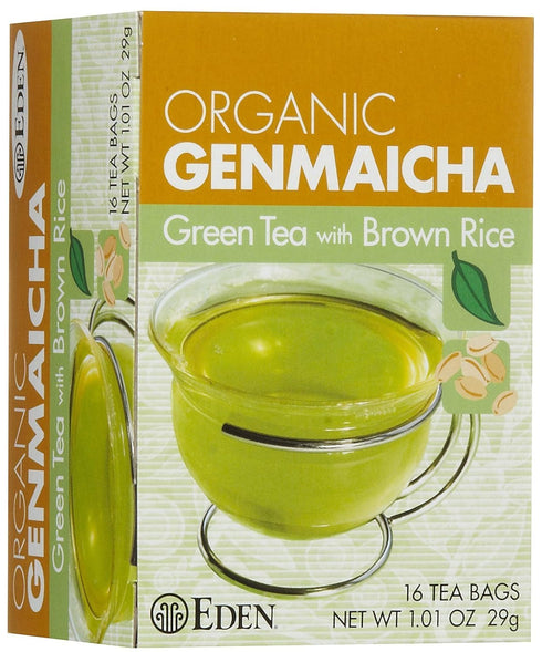 Eden Organic Green Tea with Brown Rice, Traditional Genmaicha, Tea Bags, (1.01 OZ) 16 ct Boxes...