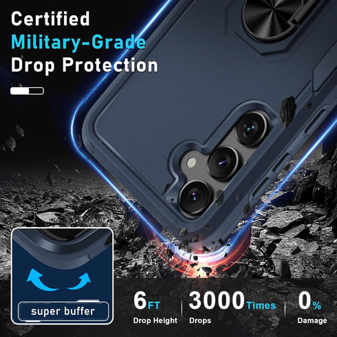 Janmitta for Samsung Galaxy A35 5G Case with Tempered Glass Screen Protector,Heavy Duty Shockproof Full Body Protective Cover Built in Rotatable M...