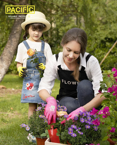 PACIFIC 3 Pairs Kids Gardening Gloves for Age 8-12, Toddler Rubber Coated Garden Gloves, Kids Work Gloves, for Children, Boys and Girls, Multicolo...