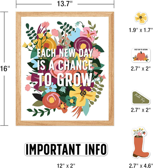 Carson Dellosa 134 pc Grow Together Calendar Bulletin Board Set, Wall Calendar, Monthly Calendar Headers & Cover Ups, Leaf & Flower Decor, Motivat...