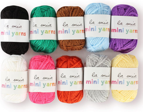 10 Skein Premium La Mia Mini Yarn, Acrylic Bonbons, Total 3.5 Oz, Each 0.35 Oz (10g), Crafts Yarn, Knitting and Crocheting Starter Kit for Colorfu...
