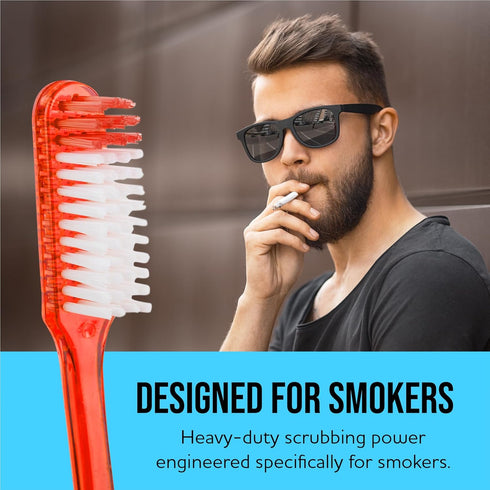 Extra Firm Toothbrush Set for Adults or Smokers Travel Toothbrush Kit, Hard Multicolor Denture Brush, Large Head, Manual Travel Toothbrush Hard Br...