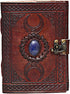 cuero 3 Moon Blue Lapiz Embossed Vintage Leather Journal | 240 Pages of Antique Handmade Deckle Edge Vintage Paper, Leather Sketchbook, Drawing Jo...