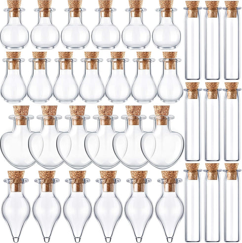 Patelai 50 Pcs Mini Glass Bottles Jars with Cork Stoppers Tiny Cork Glass Bottles Small Wishing Message Jars DIY Decor for Winter Christmas Party ...