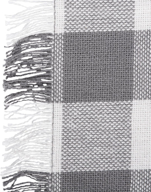DII Heavyweight Fringed Check Tabletop Collection, Table Runner, 14x108, Gray...