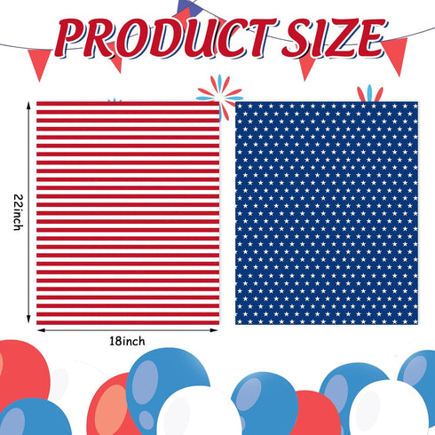 Whaline 6Pcs Patriotic Cotton Fabric Bundles 18 x 22 Inch Star Stripe Fat Quarters 4th of July Quilting Patchwork Squares Sewing Fabrics for Indep...