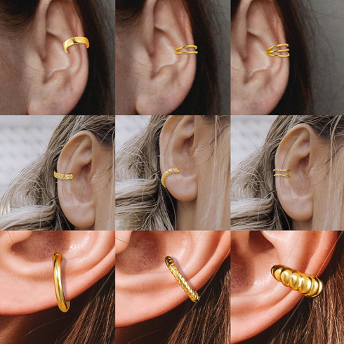 9Pcs Gold Ear Cuffs for Women Non piercing, 14K 18k Gold Plated Ear cuff earrings for Women Cartilage Clip Cuff Earrings Jewelry for women...