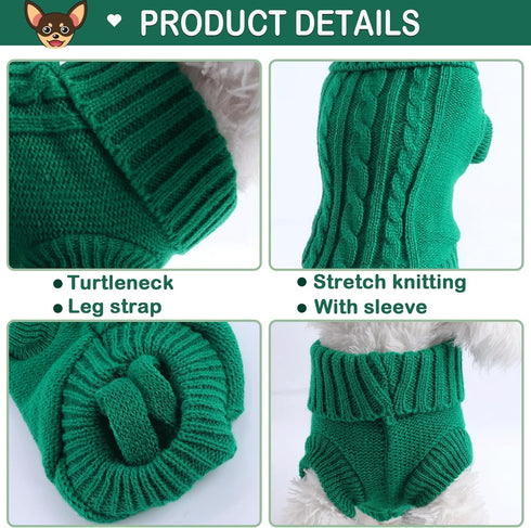 Small Dog Sweater 2 Pieces Dog Sweaters for Small Dogs, Dog Clothes for Small Dogs, Pet Cat Sweater Cold Weather Puppy Clothes Outfits (Small)...