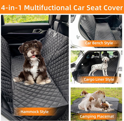 Dog Car Seat Cover for Back Seat 100% Waterproof Dog Hammock for Cars 600D Heavy Duty Scratch Proof Nonslip Durable Pet Dog Seat Cover for Car Tru...