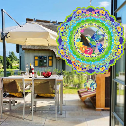 Hummingbird Wind Spinners for Yard and Garden,3D Wind Spinner, 12 inch Metal Wind Sculpture Stainless Steel Wind Catchers for Outdoor Indoor Craft...