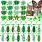 32pcs St. Patrick's Day Dog Collar Bows Ties, Bulk Clover Lucky Pattern Dog Grooming Bowties and Neckties, Adjustable Holiday Green Basic Dog Coll...