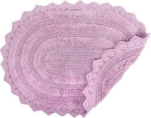 DII Crochet Collection Reversible Bath Mat, Small Oval, 17x24, Mauve...