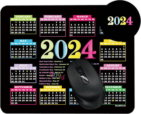 Calendar Mouse Pad 2024 Bulk 10.3"X8.3", XL Mouse Pad Calendar with Holidays, Mouse Pad Calendar 2024 Non-Slip Rubber Base, Home Office Desk Decor...