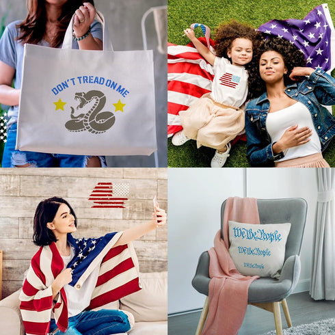 9 PCS American Flag Stencils - We The People & Don't Tread On Me Reusable Tracing Templates for Adults DIY Card Albums Wall Floor Crafts Decors...