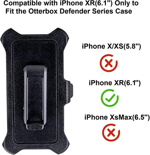 2 Pack Holster Belt Clip Replacement Compatible with OtterBox Defender Series Case for Apple iPhone XR (6.1") ONLY (Belt Clip Only, Not Including ...