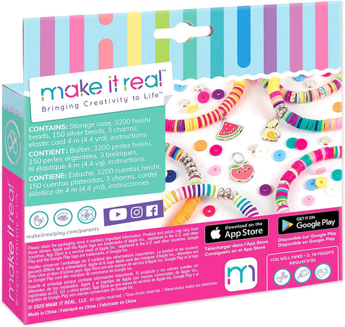 Make It Real - Heishi Beads with Storage Case - Jewelry & Charm Bracelet Making Kit with Storage Case - Friendship Bracelet Set with Beads, Charms...