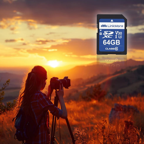 LinkMore SD Card 64GB Compatible with Camera, PC, UHS-I, U3, V30, Class 10, Read Speed Up to 90MB/s, Write Speed Up to 50MB/s...