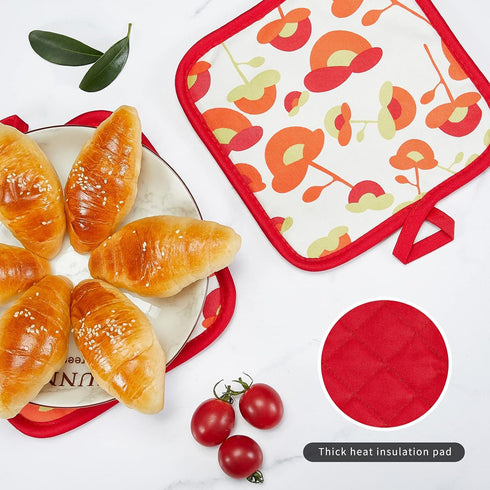 Oven Mitts and Potholders Dish Towles Set 100% Cotton for Perfect for Gifting, Baking, and Everyday Cooking Durable Heat Resistant for Kitchen and...
