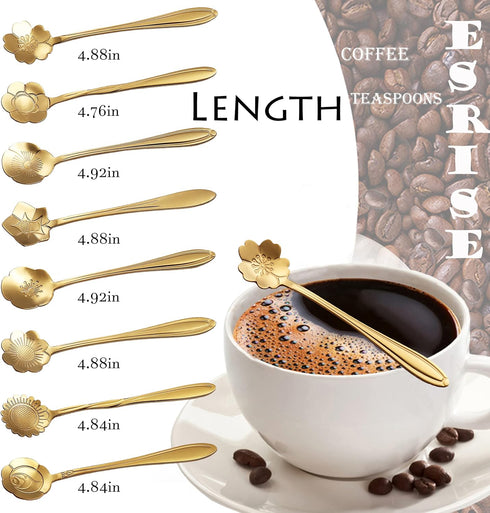 16 Pcs Teaspoon Tea Spoons, ESRISE Stainless Steel Cute Coffee Spoon for Tea Party Decorations (Gold)...