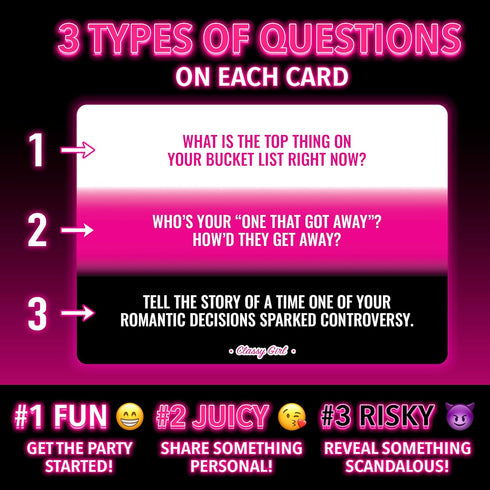 Girls Night Conversation Starter Cards - 360 Fun & Spicy Questions for Bachelorette, Bridal, Birthday, Ladies & Sorority Parties - Party Game for ...
