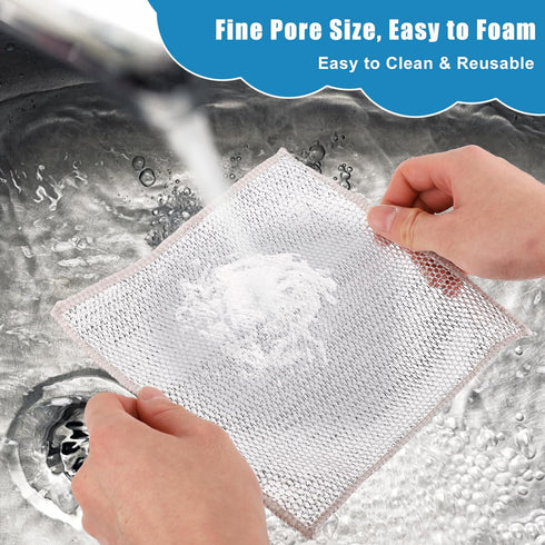 6pcs Multifunctional Non-Scratch Wire Dishcloths, 7.87x7.87 Multipurpose Wire Dishwashing Rags Steel Wire Mesh Dishcloth Dish Cleaning Scrubber fo...