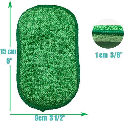 Pack of 12 Dish Washing Scrubs Kitchen Sponges Dual Purpose Non-Scratch Microfiber Scrub Scouring Sponge,Reusable Easy Handling Ideal for Kitchen ...