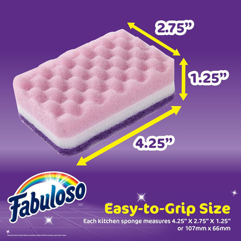 Fabuloso Sponges Purple 4 CT | Purple Scratch-Free Sponges for Dishes and Surfaces | 4 Purple Dishwashing Sponges from Fabuloso for Bold and Brigh...