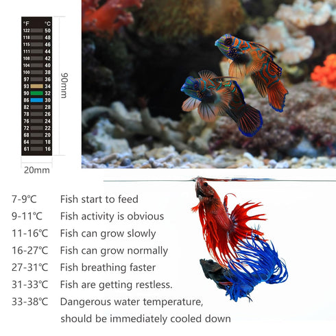Aquarium Thermometer,Betta Fish Tank Thermometer Sticker Adhesive Thermometer Strip 3 Pieces...