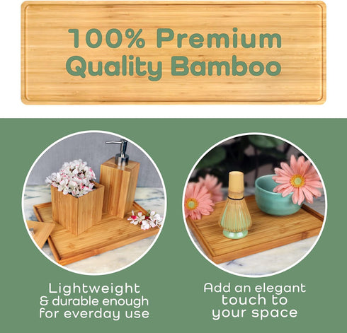 BambooMN Organic Bamboo Serving Tray, Vanity, Tea Serving, Appetizers, Snacks, Charcuterie Board, 11"x5.5"x0.6" - 1 Tray...