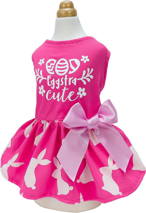 Fitwarm Eggstra Cute Dog Easter Outfit, Bunny Dog Dress, Holiday Dog Clothes for Small Dogs Gril, Pet Cat Clothing, Hot Pink, Small...