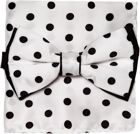Bow Tie Handkerchief Set Polka Dot Design Solid Color BowTie & Hanky with Dots...
