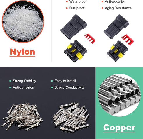 352PCS Automotive Waterproof Car Electrical Wire Connectors Plug Kit, 1/2/3/4 Male and Female Pin Connectors for Motorcycle, Truck, Car, Boats, Sc...
