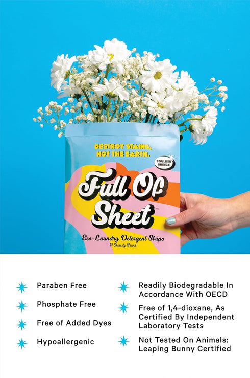 Shinesty Full of Sheet Eco-Laundry Detergent Strips | Hypoallergenic & Plastic Free Laundry Strips (30 Sheets) Boulder Breeze...